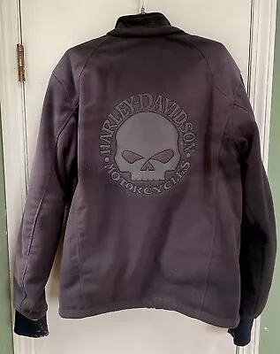 Buy Harley Davidson Riding Gear Mens L Black Thick Fleece Skull No Hood Jacket Faded • 18.94£