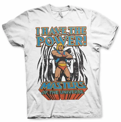 Buy Masters Of The Universe He-man I Have The Power Distressed Print White T-shirt • 16.99£
