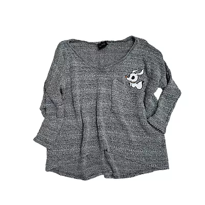 Buy Nightmare Before Christmas Zero Knit Cropped Sweater Gray Size M Halloween • 15.74£