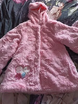 Buy VGC Girls Disney Fluffy Faux Fur Frozen Elsa  Jacket Age 7/8 Years • 5.99£