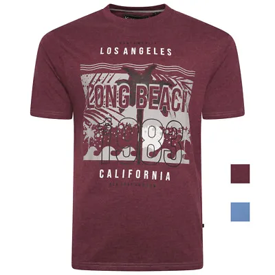 Buy KAM Long Beach T-shirt Graphic Print Short Sleeve Crew Neck Mens Plus Size 5729 • 18.99£