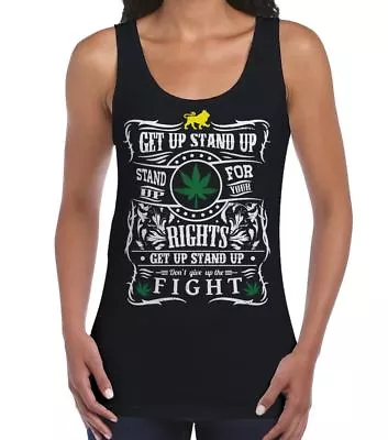 Buy Get Up Stand Up Reggae Women's Vest Tank Top - Bob Marley Rasta T-Shirt • 12.95£