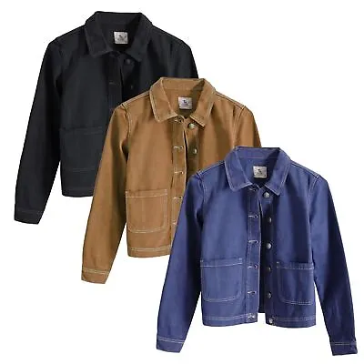 Buy TU Cotton Twill Utility Chore Jacket Patch Pockets Button Front With Collar • 16.95£