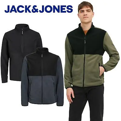 Buy Mens Fleece Jacket Jack & Jones Long Sleeve Full Zip Winter Jackets Size S To XL • 24.99£