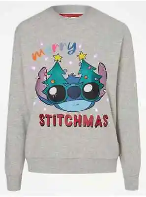 Buy Disney Lilo Stitch Light Up Christmas Xmas Jumper Light Grey Sweater S-XL • 33.95£