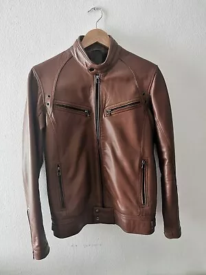 Buy Tan Light Brown Motorcycle Style Men's Leather Jacket XS • 40£