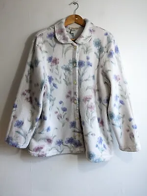 Buy Ladies Vintage Fleece Jacket Size L 12 14 16 Floral Crazy Pattern Retro Granny  • 11.99£