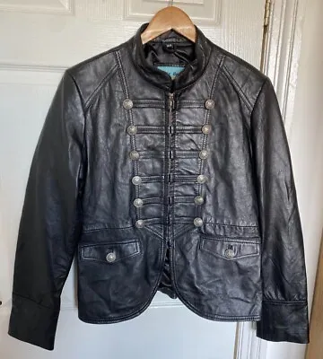 Buy Carrie Hoxton Boutique England 100% Genuine Leather Military Jacket Size18 VGC • 60£