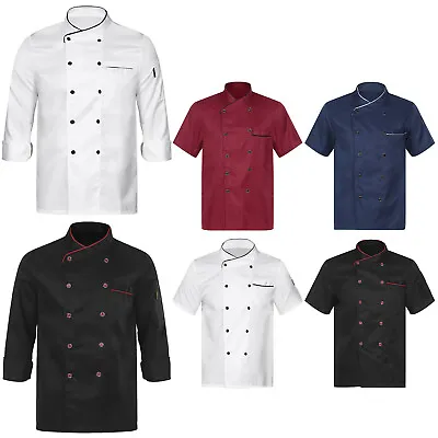 Buy Unisex Classic Chef Coat Short Long Sleeves Chef Jacket Kitchen Cook Uniform Top • 14.71£