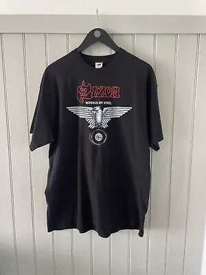 Buy Saxon Wheels Of Steel Black T-Shirt XXL 2XL Rock Music Fruit Of The Loom • Used • 9.99£