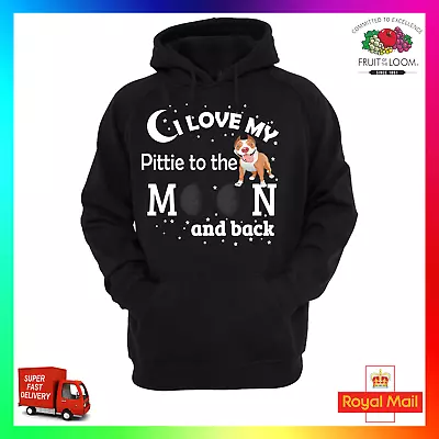 Buy I Love My Pitbull To The Moon & Back Hoodie Hoody Cute Sweat Dog Puppy Pittie • 24.99£