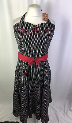 Buy Banned Apparel Black & White Polka Dot Dress Dancing  Vintage Style UK12 L277 • 11£