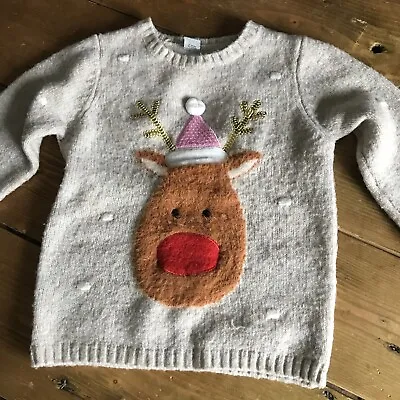 Buy Tu Christmas Jumper Reindeer Kids Age 2-3 Years, Tu Clothing, Christmas Jumper • 3.75£