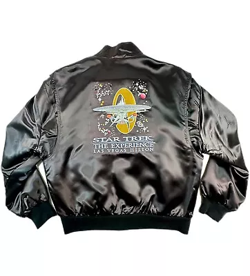 Buy Vintage 90s Star Trek The Experience Las Vegas Satin Jacket Reversible Size XL • 140.88£