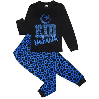 Buy Kids Girls Boys Childrens Blue Eid PJS Pyjamas Sleepover 2 Piece Cotton Gift Set • 11.99£
