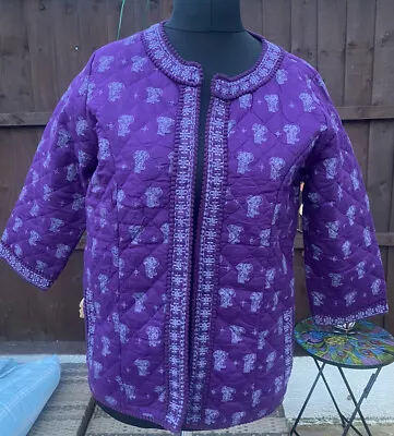 Buy Cotton Traders Purple Elephant Patterned  Embroidered Jacket Size 12 UK • 10£