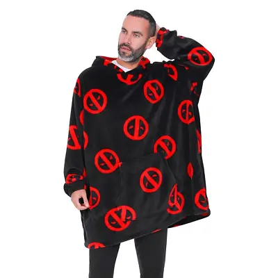 Buy Mens Deadpool Hoodie, Oversized Fleece Blanket One Size Hoodie Black • 28.99£