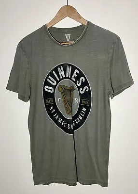 Buy GUINNESS T-SHIRT Difuzed License UK S Olive Green St James’s Gate Dublin Harp • 9.99£