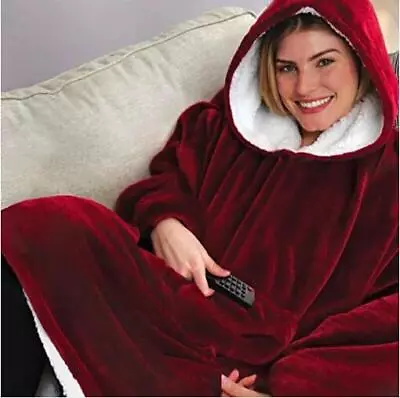 Buy Adult Hoodie Oversized Blanket Sherpa Fleece Extra Large Giant Hooded Sweatshirt • 6.99£