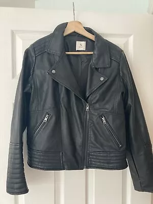Buy TU Faux Leather Biker Jacket Uk 12 ,  Black  • 8.50£