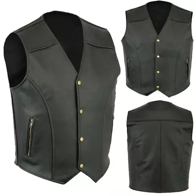 Buy Mens Vest Jackets Coats Outdoor Outwear PU Leather Plus Size Sleeveless • 25.32£