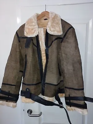 Buy Leather Jacket Mens Medium Fur Collar • 100£