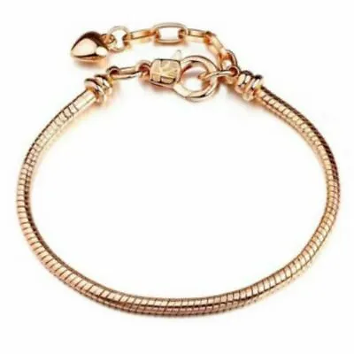 Buy Women Snake Chain Charm Bracelet 925 Bangle Silver Plated Bead Clasp Jewelry New • 17.60£