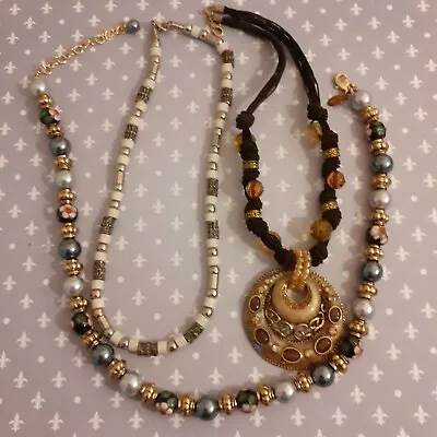 Buy Pretty Boho Festival Necklace Lot Of 3 Costume Jewellery • 8.99£