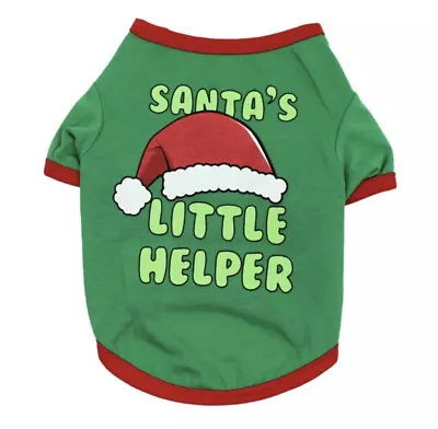 Buy Cute Dog Puppy Pet Green Red Santa's Little Helper  Top Jumper T-shirt Free Post • 6.49£
