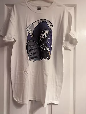 Buy Grindstore What A Time To Be Alive Grim Reaper Men's White T-Shirt Size L Large • 12£