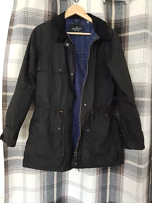 Buy Country Attire Black Wax Jacket, 10, Detachable Faux Fur Collar, Tweed Lining • 80£