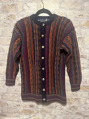 Buy Vintage 90s Tulchan Rainbow Striped Pure Wool Cardigan Size S/M Ladies Knit • 35£
