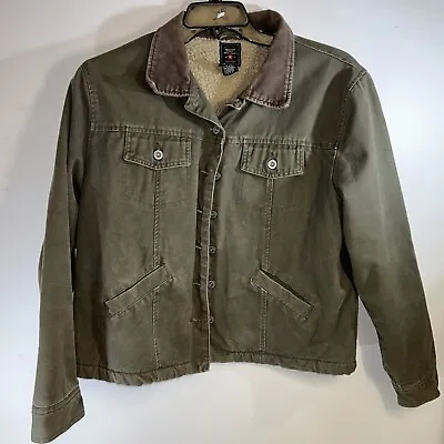 Buy Vintage American Eagle Outfitters Womens Sherpa Lined Green Barn Coat Jacket L • 24.07£