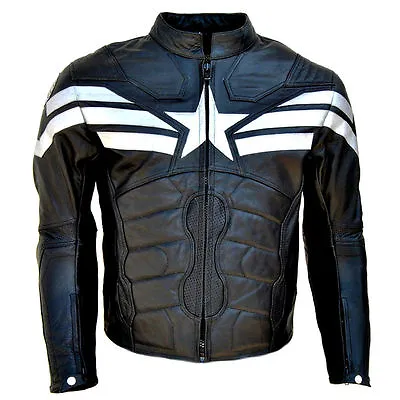 Buy Captain America Winter Soldier Biker 100% Cow Leather Armor Protection Jacket  • 140.55£