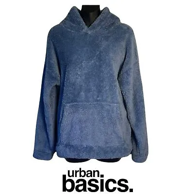 Buy U2B Urban Basics Long Sleeve Fuzzy Blue Pullover Hoodie Women Small • 17.29£