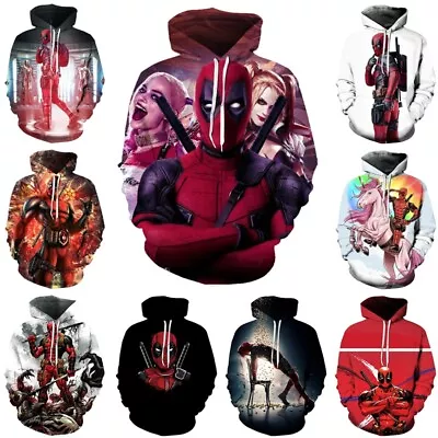 Buy Unisex Marvel Deadpool Costume Hoodies Sweatshirt Hooded Top Jumper Gifts UK • 13.19£