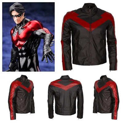 Buy Nightwing 52 Red And Black Faux Leather Cosplay Costume Jacket For Men • 119.99£