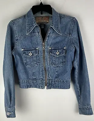 Buy VTG Express Women XS Blue Jean Jacket  Full Zip Y2K 90s Hong Kong Medium Wash • 23.45£