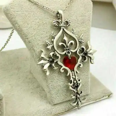 Buy Gothic Jewellery Vampire Diaries The Vintage Heart Cross Pendant Necklace Chain • 3.31£
