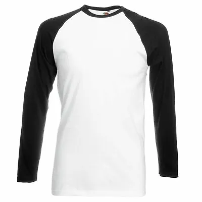 Buy Fruit Of The Loom Mens Valueweight Long Sleeve Baseball T-Shirt Casual Sports T • 6.97£