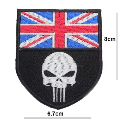 Buy Union Flag Embroidered Punisher Skull Patch Iron Or Sew On Badge Applique Logo • 2.99£