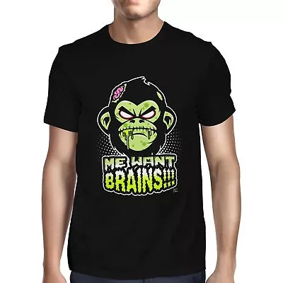 Buy 1Tee Mens Zombie Monkey, Me Want Brains T-Shirt • 7.99£