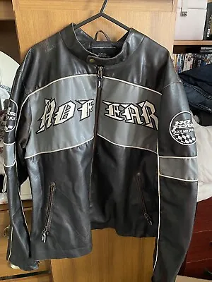 Buy NO FEAR Faux Leather Jacket Men's Large PVC Biker Black Vintage Y2K Eyes Skull • 45£