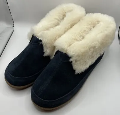 Buy Vermont Country Store Slippers Size 9 Suede Australian Sherpa Lined Cozy Warm • 28.46£