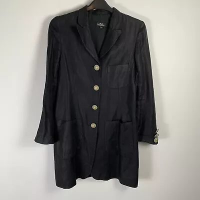 Buy Whistles Black Twill Long Blazer Jacket Size UK 12 Pockets Blogger Big Buttons • 28£