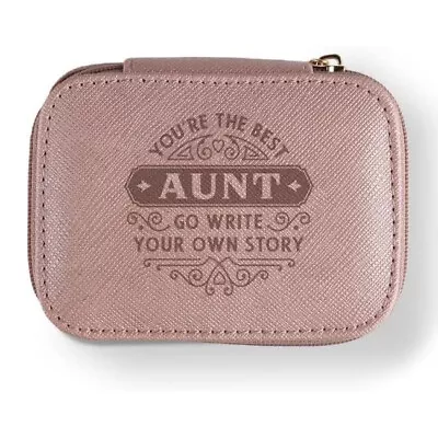 Buy Travel Jewellery Box Pink Zip Quote You're The Best Aunt Go Write Your Own Story • 11.49£