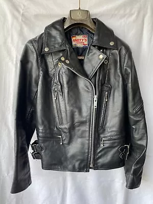 Buy Vintage RIVETTS Black Biker Leather Jacket Motorcycle Punk Rock Indie XS-S 34-38 • 125£