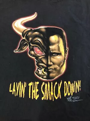Buy Vintage Wwe Wwf Attitude Wrestling Tshirt The Rock Layin Smackdown Ultra Rare • 156.96£