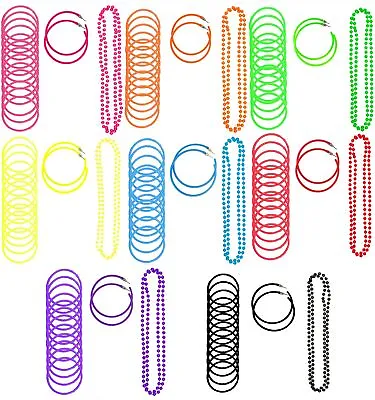 Buy Neon Necklace Beads Hoop Earrings Gummy Bracelets Hen Party Festival Jewellery • 4.49£