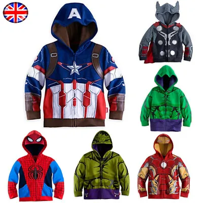Buy Kids Boys Marvel Superhero Spiderman Costume Hoodie Sweatshirt Jacket Coat 3-9Y • 9.02£